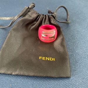 Fendi Pink Logo FF Zucca Bubble Ring